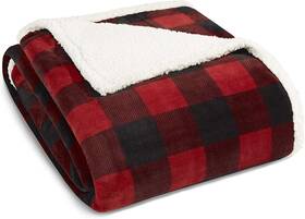 Ushsee1072542 Eddie Bauer - Twin Blanket Reversible Sherpa Fleece Buffalo Plaid Bedd