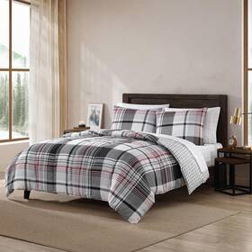 Ushsfn1264259 Eddie Bauer Bauer- Queen Duvet Cover Set Reversible Normandy Plaid Black
