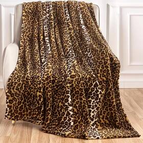 Edenleaf 744110116014 Leopard Print Blanket Fleece Throw For Bed Sofa Travel And Camping Supe