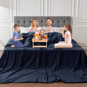 Largeblanket120120-navy Edenleaf Oversized Blanket 120x120 Inches Giant Huge Companion For Bed Sofa Travel