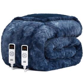 Ecca24pbk4ec06ki Eheyciga Faux Fur Heated Blanket - King Size 9 Heating Levels Auto Off Sof