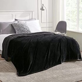 Eheyciga Fleece Blanket Queen Size Flannel Couch Black 90x90