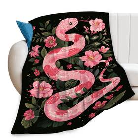 Eiffecho 417437998444 Snake Throw Blanket Pink Floral Animal Print Soft Cozy Fleece 40x50 Inch