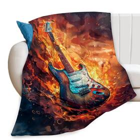 Heqing-2fulkog3lzep Eiffecho Electric Guitar Fire Print Blanket Music Musical Instruments Acoustic Rock Th