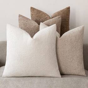 Tpce10206070-18 Eihu Home 18x18 Chenille Throw Pillow Covers Pack Of 4 Neutral Beige/brown Series