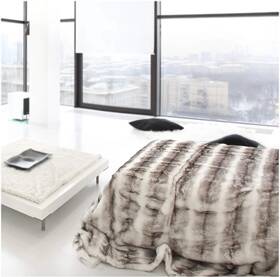 Eikei 812524035358 Double Sided Faux Fur Throw Blanket Soft Oversized Chinchilla Stripe New