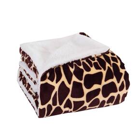 Elegance Linen 760921222607 Micromink/sherpa Luxurious Soft 50-inch By 60-inch Blanket Throw Giraffe