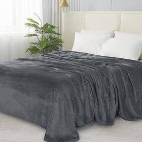 01rw-fleece-king-gray Elegant Comfort Luxury Velvety Softness Fuzzy Plush Micro-velour Blanket Gray