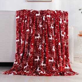 2rw-holiday-throws-reindeer Elegant Comfort Velvet Touch Ultra Plush Christmas Holiday Printed Fleece Throw/