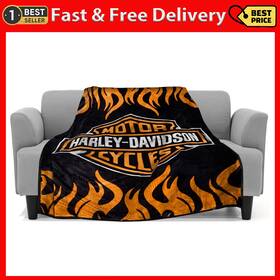 70rw Elegant Comfort 70rw- Super Soft Plush Classic Black Har Ley Dav Idson Blanket/throw Full Or Queen Si