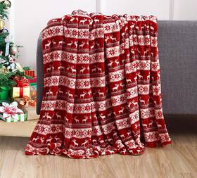 Elegant Comfort 726084435049 Luxury Velvet Super Soft Christmas Prints Fleece Blanket-holiday Theme Home D C