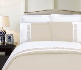 75rw-greek-dvt-q-cream Elegant Comfort Luxurious Hotel Collection Super-soft Full/queen Cream/white