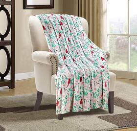 Elegant Comfort 840220910853 Velvet Touch Ultra Plush Christmas Holiday Printed Fleece Throw/