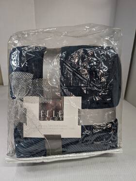 Elle Decor 842873136796 Corduroy Trim Soft Blanket Navy Nwt 60 In X 90
