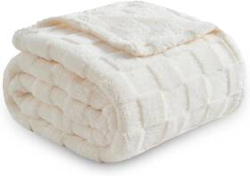 Eruule 744759586117 Premium Ivory Silky Flannel Fleece Throw Blanket 50 Inch X70 All Season Use