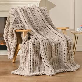 Es241501 Esterra Home Chunky Knit Blanket 50 Inch X60 Chenille Cable Throw Sofa Couch Bed