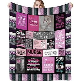 Eudazl 846980630873 Ultra Soft Nurse Theme Blanket Gifts For Women Nurses Warm Cozy Fuzzy Throw B
