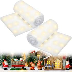 Haw-120-4 Eunhdet 2pcs Fake Snow Blanket Roll With Lights 3 Ft X 8 Artificial For Ch