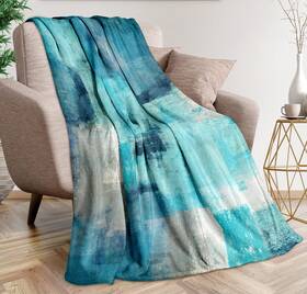 Wxsturquoise001 Euyyhai Teal Grey Throw Blanket Turquoise Abstract Art Ultra-soft Cozy Fleece