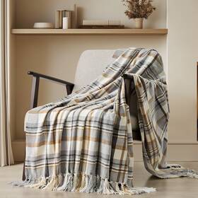 Eg2307004017 Evergrace Plaid Chenille Throw Blanket For Couch Super Soft Cozy Decorative Farmhouse