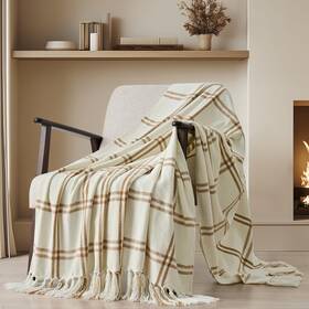 Eg2307004020 Evergrace Plaid Chenille Throw Blanket For Couch Super Soft Cozy Decorative Windowpane