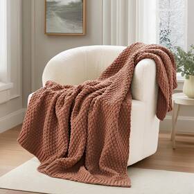 Eg241000 Evergracehome Chunky Chenille Knit Throw Blanket 60 X 80 Soft Luxurious Moss Stitch Farmhouse