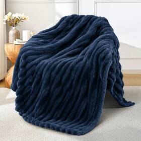 Bk-dct5060-nb-uk Exclusivo Mezcla Fleece Throw Blanket For Couch Super Soft Striped Jacquard Bed Ligh