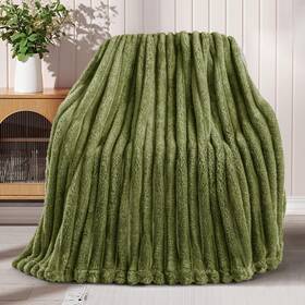 Bk-dct5060-og-uk Exclusivo Mezcla Fleece Throw Blanket For Couch Super Soft Striped Jacquard Bed Ligh