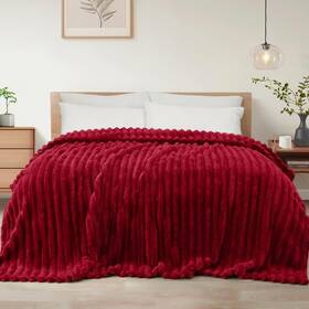 Bk-dct90104-bg-uk Exclusivo Mezcla King Size Flannel Fleece Blanket Super Soft Striped Jacquard