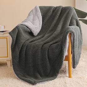 Bk-mhr5060-gr-uk Exclusivo Mezcla Reversible Sherpa Throw Blanket For Couch Thick And Warm Fleece Blankets