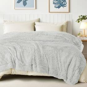 Bk-pvr6080-lg Exclusivo Mezcla Fuzzy Faux Fur Bed Blanket Twin Size Reversible Shaggy Sher