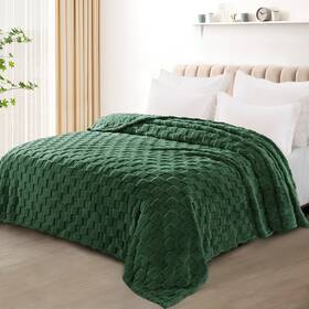 Bk-qpg9090-fg-uk Exclusivo Mezcla Queen Size Flannel Fleece Blanket Super Soft 3d Checkered Jacquard Bed