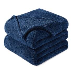 Bk-smr90104-nb Exclusivo Mezcla King Size Flannel Fleece Blanket Super Soft 90x104 In Navy Blue