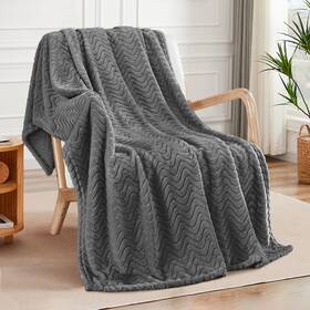 Fb-jw-5070-gr-uk Exclusivo Mezcla Grey Fleece Throw Blanket Couch Bed Super Soft Cozy 50x70