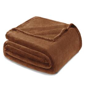 Lftb-br9066 Exclusivo Mezcla Twin Size Flannel Fleece Velvet Plush Bed Blanket Coverlet 90x66 In Brown Cozy