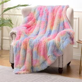 Pvr01-5060-lrb Exclusivo Mezcla Fuzzy Faux Fur Throw Blanket Reversible Shaggy Sherpa Fleec