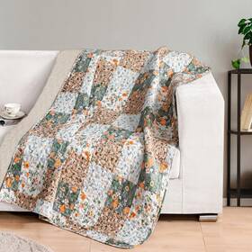Qt-13-dcm Exclusivo Mezcla Microfiber Boho Patchwork Pattern Quilted Throw Blanket For Bed/couch/sofa S