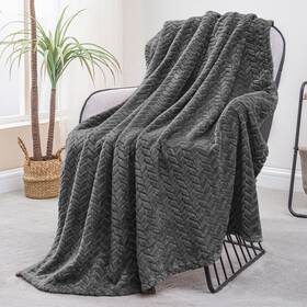 Uk-fb-jl-5070-gr Exclusivo Mezcla Dark Grey Fleece Throw Blanket For Couch And Bed 50x70 Inches Soft Cozy 3d D