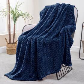 Uk-fb-jl-5070-nb Exclusivo Mezcla Navy Blue Fleece Throw Blanket For Couch And Bed 50x70 Inches Soft Cozy Jacqu