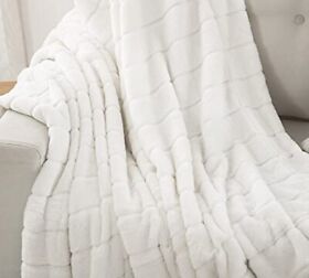 Mt001-wh2 Extra Soft Double Sided Faux Fur Throw Blanket Elegant 60inchx80inch White