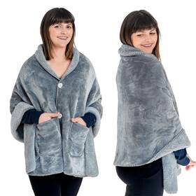 Ezrallora 753387011267 Premium Double Layer Poncho Blanket No Sleeves Easy On Off Drape And Go