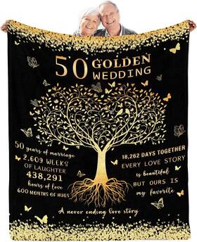 Faivhso 766646471771 50th Anniversary Blanket Gifts Gift For Wedding 60 Inch X50