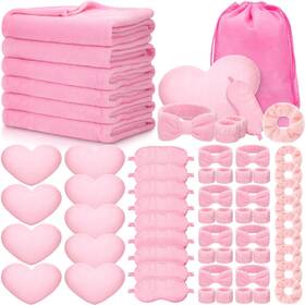 Wap-fanfanwin-1000 Fanfanwin 63 Pcs Spa Sleepover Party Supply Set 9 Pink Fleece Blankets Fluffy He