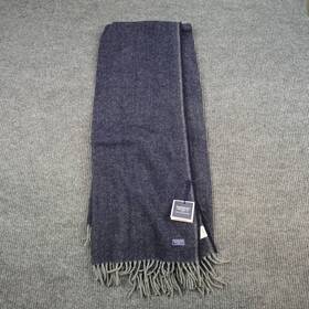 Btatnv1468 Faribault Woolen Mill Co. Ashby Twill Wool Blanket Throw Navy Blue Fringed Usa