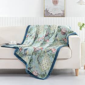 Gl-2205bthr Fashions Pavona Enchanted Garden Quilted Throw 50x60-inch Jade