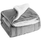 Fbaba523g1cg6tw Sherpa Throw Blanket Silver Grey Twin Size Reversible Fuzzy Bed
