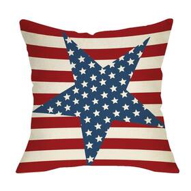 Fbcoo 797550304985 July 4th Patriotic Farmhouse Decorative Throw Pillow Case Vintage American Fl