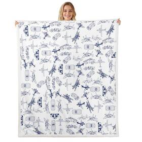 Feelyou B0bgj2rt41 Aircraft Sherpa Blanket Airplane Print Fleece Throw Decor