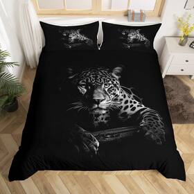 Hml1415wt Feelyou Black Jaguar Duvet Cover Wild Animal Queen No Comforter Multi 19
