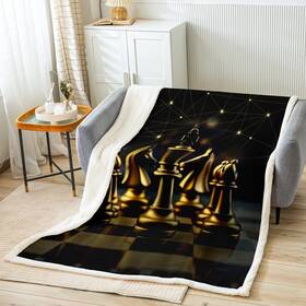 Hml6095mtzsj Feelyou Teens Chess Print Plush Chic Luxury Queen House Fleece For Sofa